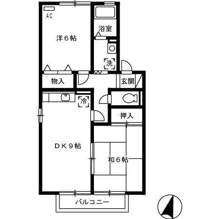 セレーノ・今保B棟(2DK/2階)の間取り写真