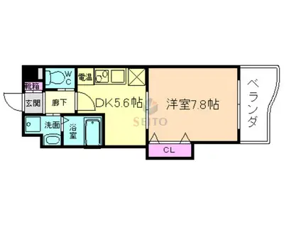 サンヴェール三国(1DK/5階)の間取り写真