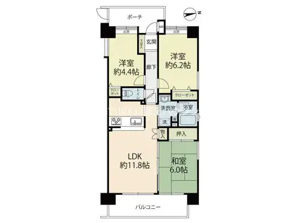 クリオ藤沢八番館(3LDK/2階)の間取り写真