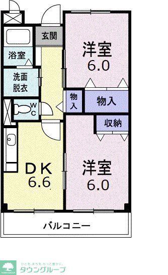 レモングラス(2DK/3階)の間取り写真