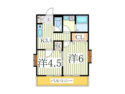 ティアラK-III(2K/2階)の間取り写真