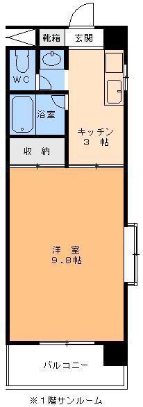 グレース喜与町(1K/5階)の間取り写真