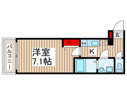 狭山ヶ丘駅  都市ガス(1K/3階)の間取り写真