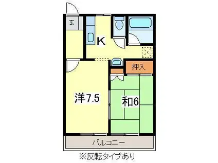 ファミリー4 B棟(2K/1階)の間取り写真