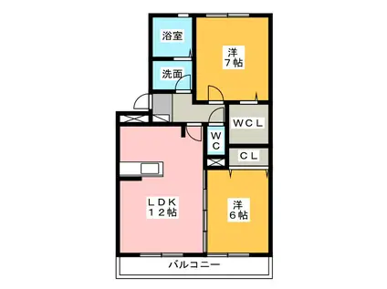 セジュール坪の内(2LDK/1階)の間取り写真