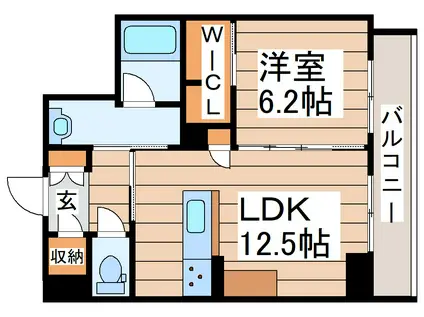 アリスティオ六丁の目(1LDK/1階)の間取り写真