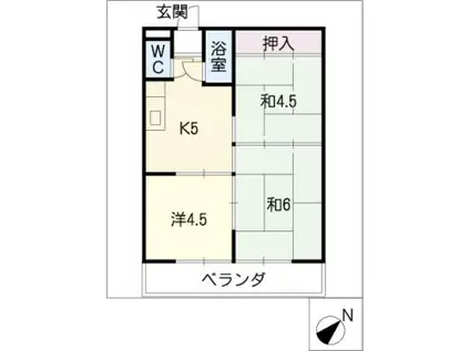 富木島ハイツ(3K/1階)の間取り写真