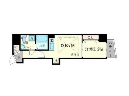 ルミノール北浜SERENITE(1DK/9階)の間取り写真