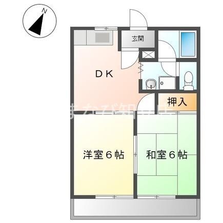 アイランドハイム(2DK/2階)の間取り写真