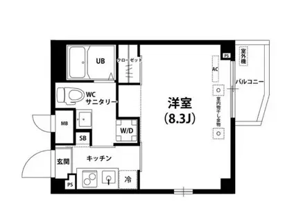 リューズ船橋(1K/3階)の間取り写真