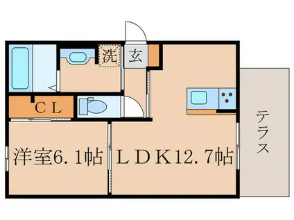 ジュメイラKYOTO2(1LDK/1階)の間取り写真