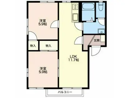 ドミールのぞみC棟(2LDK/2階)の間取り写真