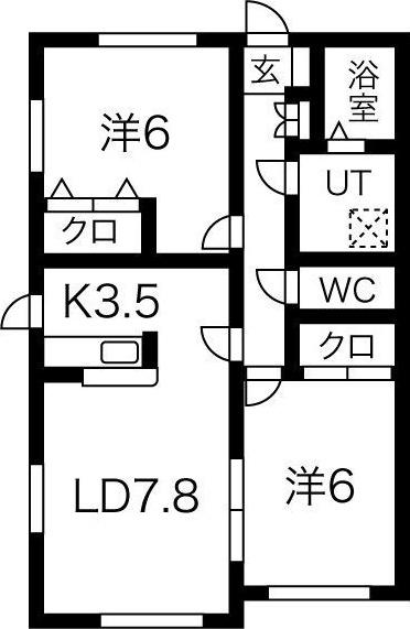 ラシーヌB(2LDK/1階)の間取り写真