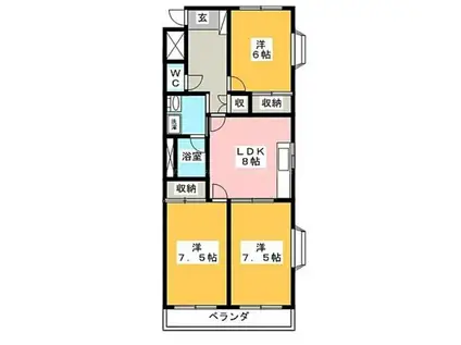 ヒルトーク(3LDK/1階)の間取り写真