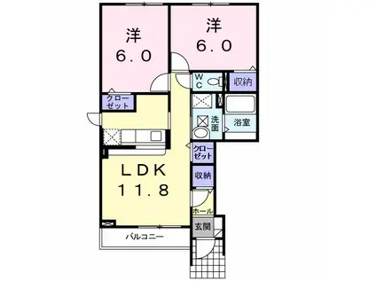 ウォークリバー東雲I(2LDK/1階)の間取り写真