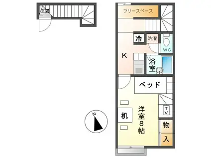 レオパレスKITAICHI W(1K/2階)の間取り写真