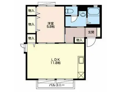 シャローグレイス(1LDK/2階)の間取り写真