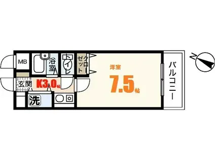 ステューディオせせらぎ(1K/3階)の間取り写真