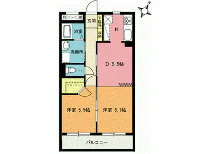 グリュ トルチェ(1LDK/2階)の間取り写真