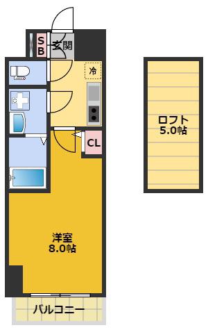 エステムコート名古屋・栄デュアルレジェンド(1K/4階)の間取り写真