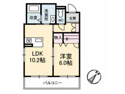 シャーメゾン三条(1LDK/3階)の間取り写真