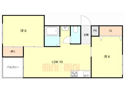 アカネマンション(2LDK/2階)の間取り写真