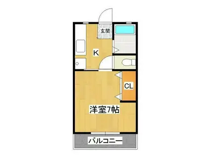 コーポKURODA A棟(1K/2階)の間取り写真