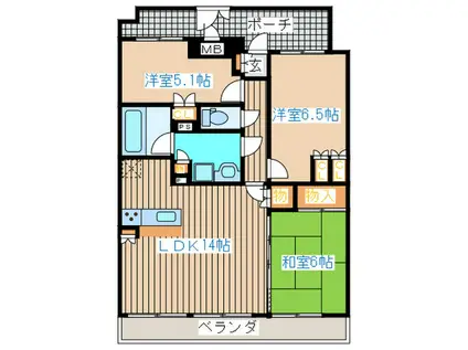 ナイスパークフィールド小鶴新田(3LDK/10階)の間取り写真