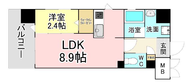 YSP城野(1LDK/13階)の間取り写真