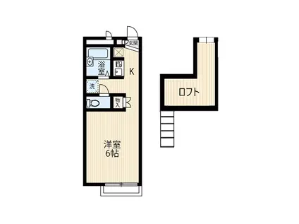 四箇K&M(ワンルーム/2階)の間取り写真