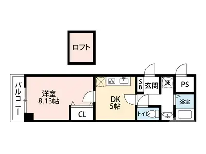 オクト白鷺(1DK/2階)の間取り写真