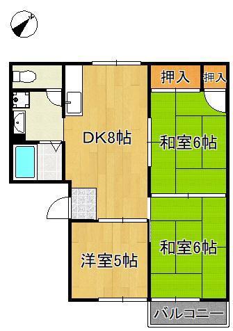サンハイツ本城 A棟(3DK/2階)の間取り写真