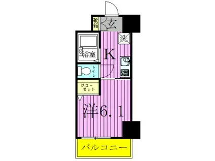 ラグジュアリーガーデン東松戸(1K/10階)の間取り写真