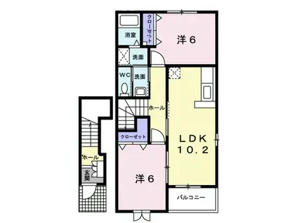 アルカンシエル(2LDK/2階)の間取り写真