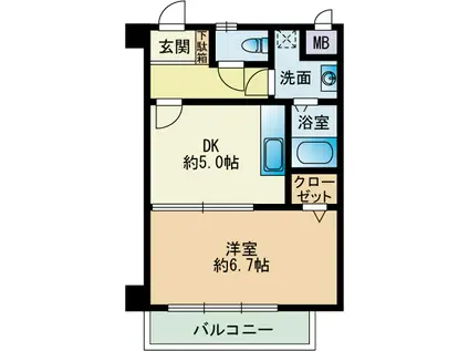 ときわマンション那の川(1DK/3階)の間取り写真