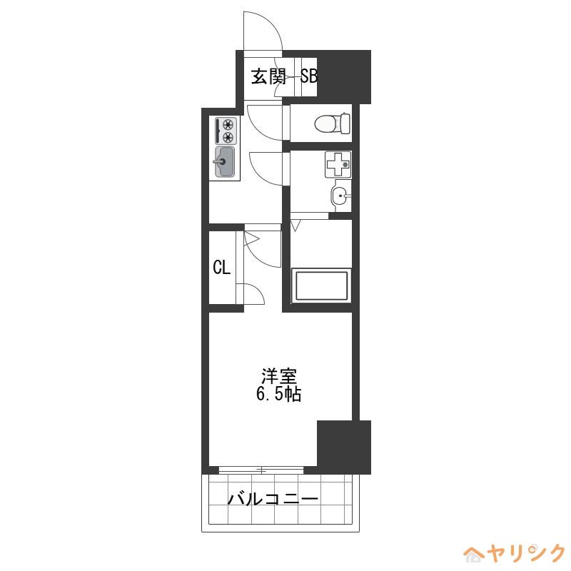 S-RESIDENCE名駅北ALESIA(1K/2階)の間取り写真