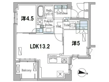 レジデンスザ京都東山大和大路(2LDK/3階)の間取り写真