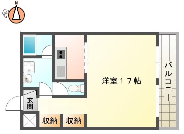 ソレイユ1番館(ワンルーム/3階)の間取り写真