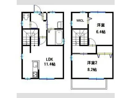 プロスペリテ丸塚 D(2LDK/1階)の間取り写真