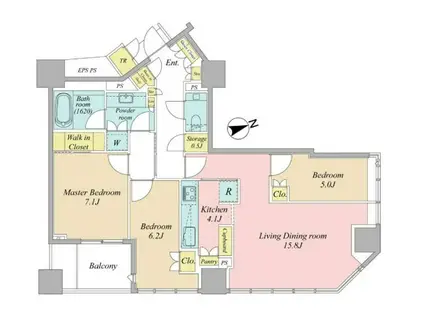 BRILLIA一番町(3LDK/3階)の間取り写真