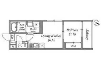 ハーモニーテラス青木III(1DK/3階)の間取り写真