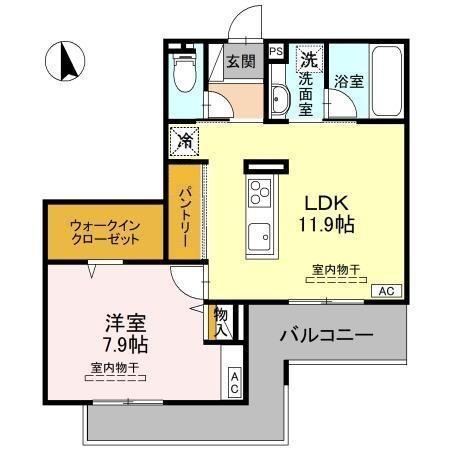 D-RADIANTE(1LDK/3階)の間取り写真
