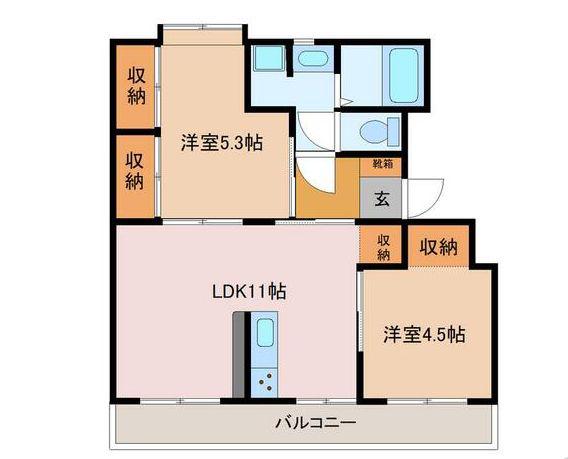 ドリーム佐倉 I棟(2LDK/1階)の間取り写真
