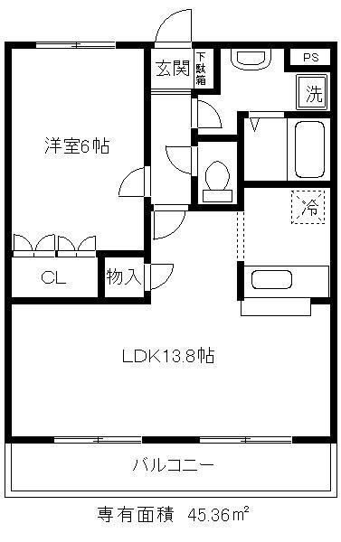 TIARA(1LDK/3階)の間取り写真