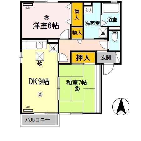 PROVENCEI(2DK/1階)の間取り写真