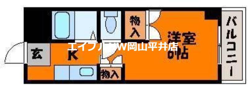 グランディール門田屋敷(1K/2階)の間取り写真