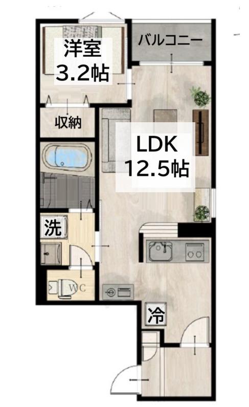 REGALEST荒井(1LDK/2階)の間取り写真