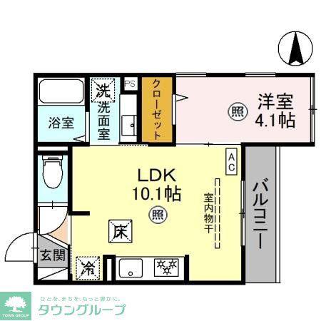 D-ROOM山田町(1LDK/1階)の間取り写真