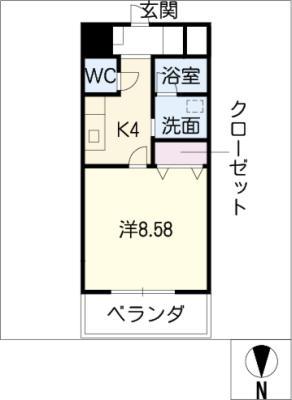 CASTLE HILLS 柳ケ瀬(1K/7階)の間取り写真