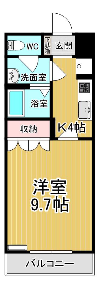 エスポアール SI(1K/2階)の間取り写真